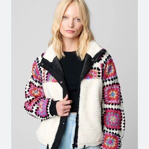 Blank NYC Multicolor Crochet shearling puffer Jacket